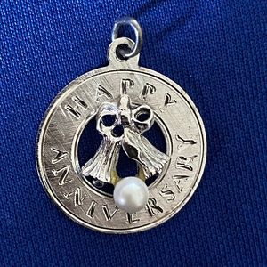 VTG STG Happy Anniversary Bells Pearl Charm